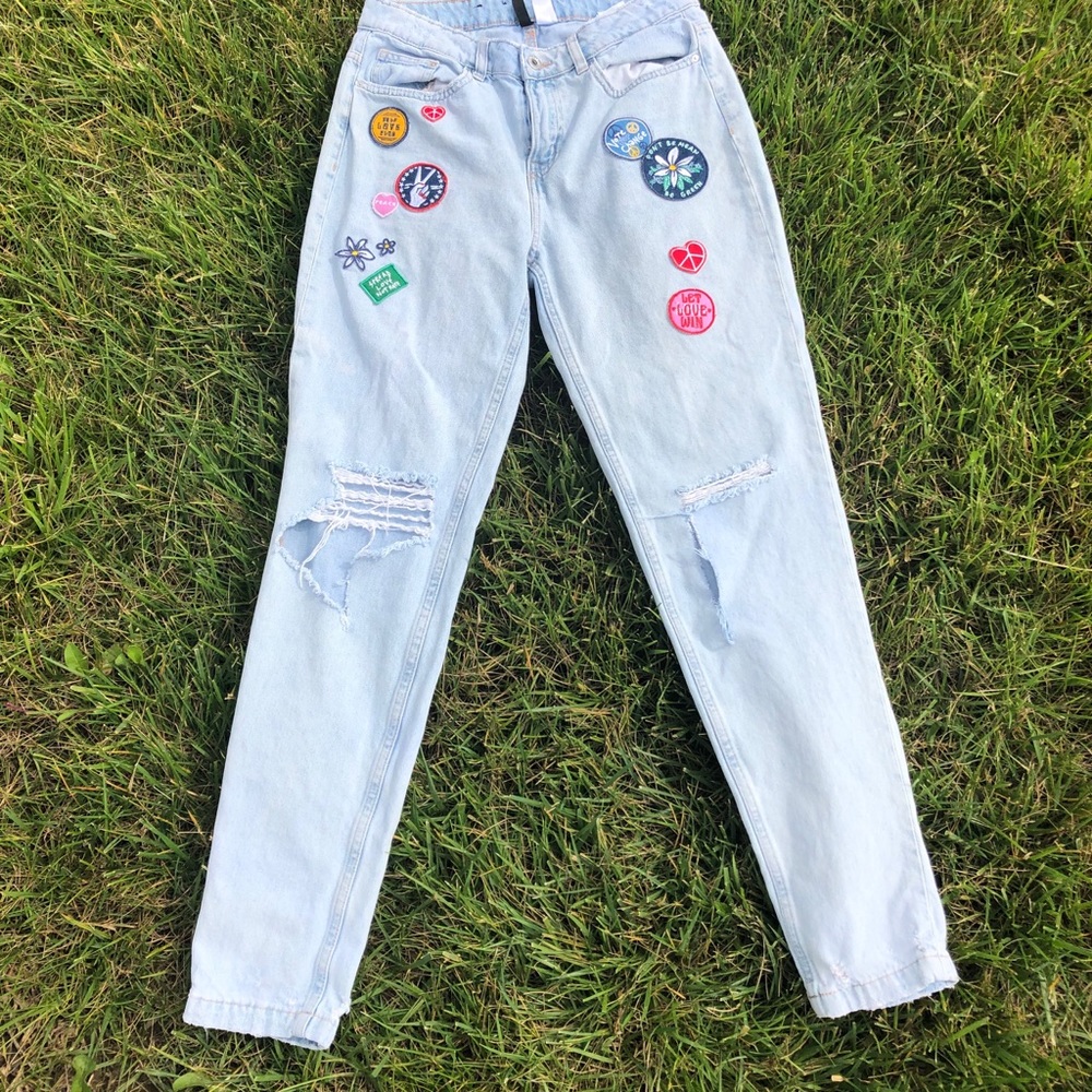 Hippy Patch-Covered Jeans: